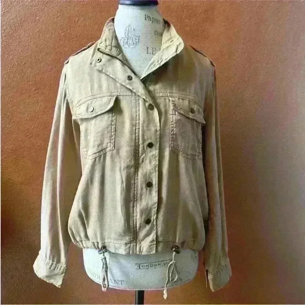 NWT! Rails Collins Linen Blend Military
Utility Jacket In Toffee Small - Picture 5 of 10
